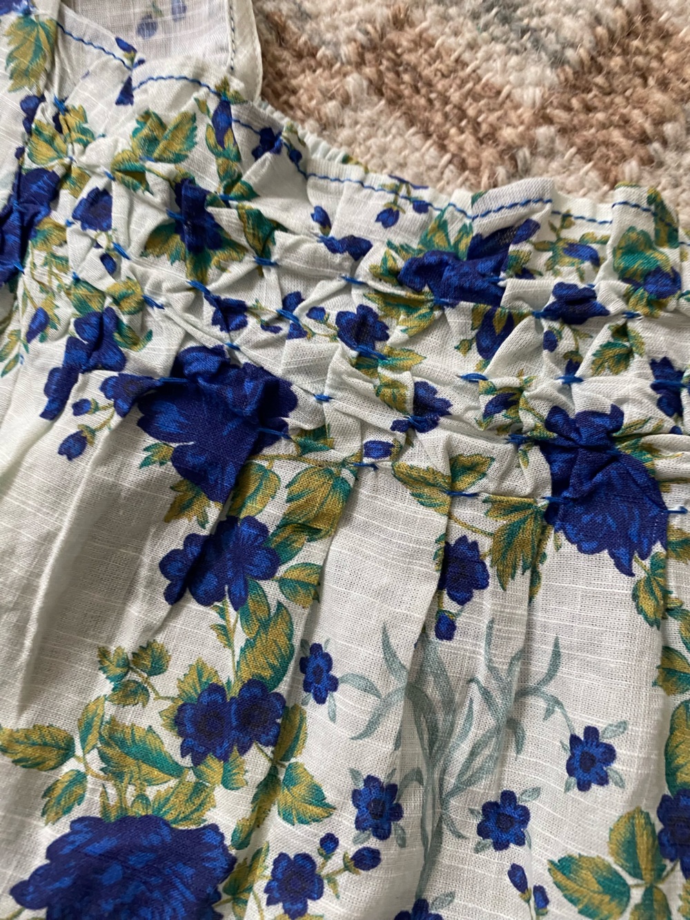 Blue Floral Smocked Camisole Top - Women - Picture 2 of 7